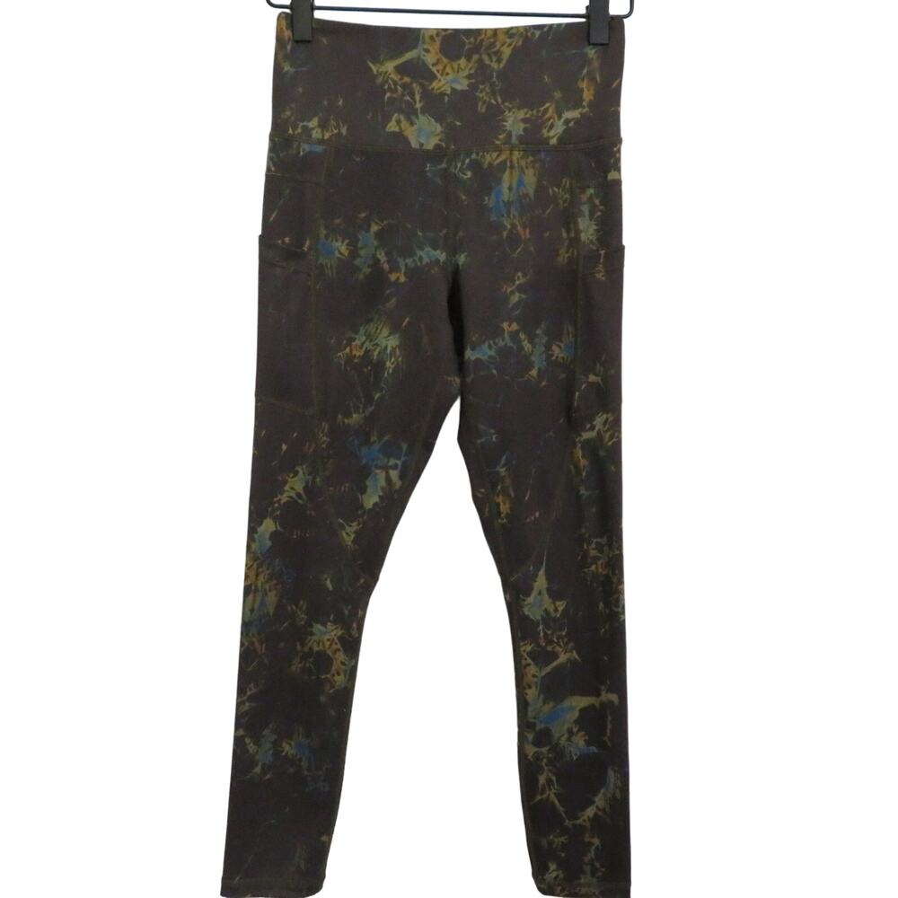 Zyia Womens Sz 2 Army Green Brown Blue High Rise Leggings Athleisure Wear